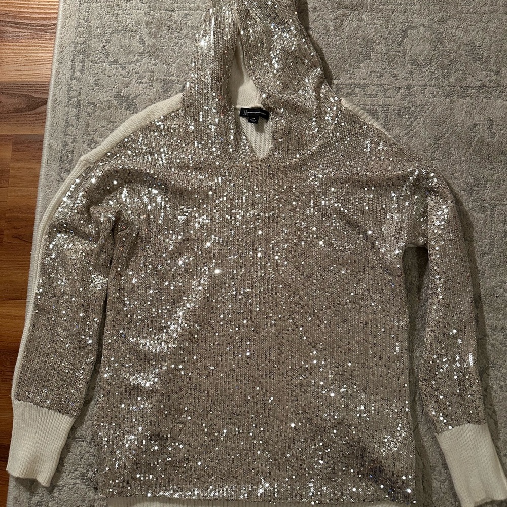 INC International Concepts Silver Sequin Sweater